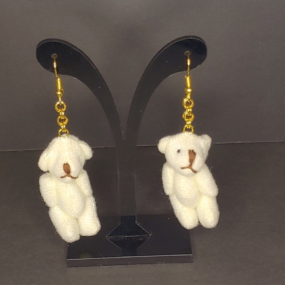 Plush teddy bear earrings - Picture 2 of 4